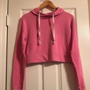 Pink Cropped Hoodie